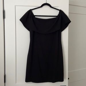 Charles Henry Off-the-Shoulder Black Mini Dress